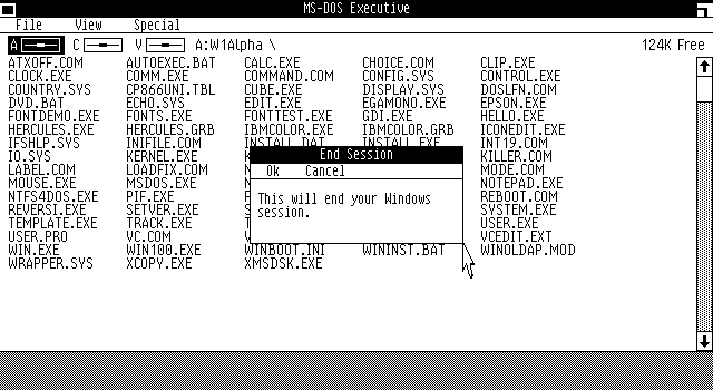 Windows 1.0 Alpha End Session