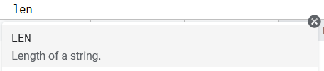 google sheets len function