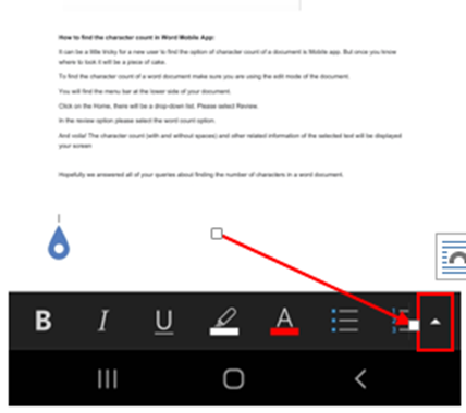 microsoft word mobile edit mode menu bar